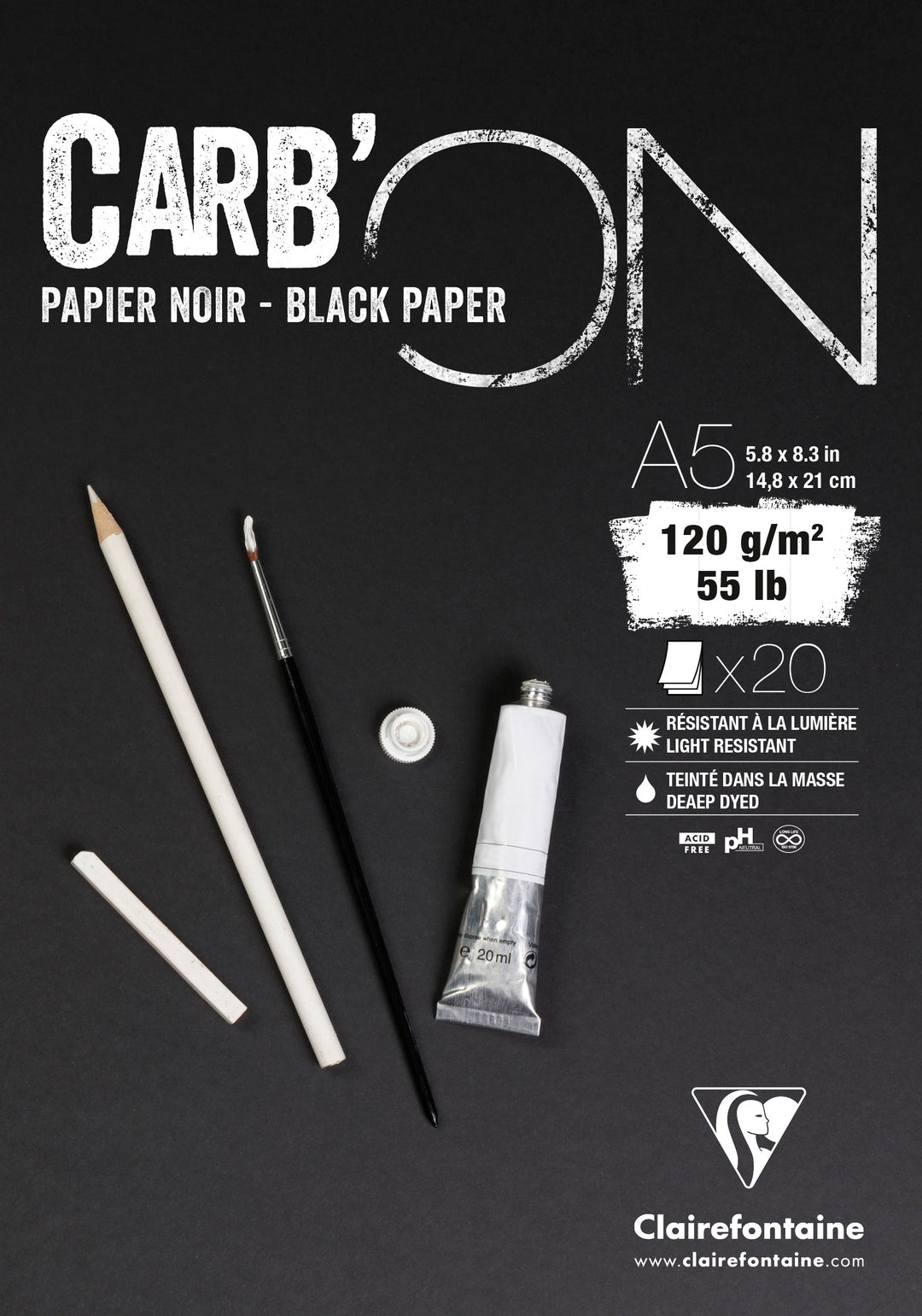 Clairefontaine Fine Art Carb'On Black Paper 120g Glued Pad