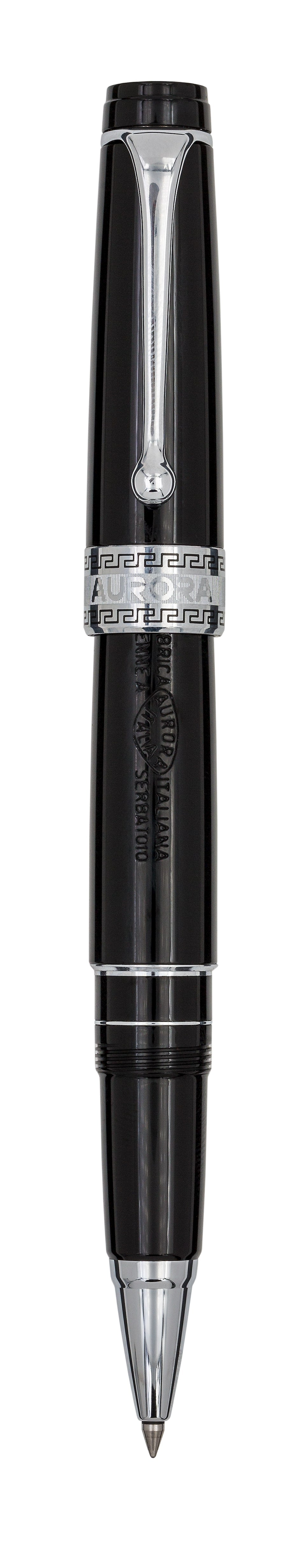 Aurora Optima Black with Chrome Trims Rollerball Pen