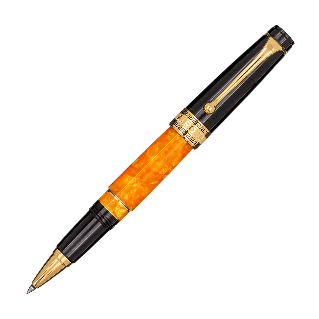 Aurora Optima Orange/Black with Gold Trims Rollerball Pen