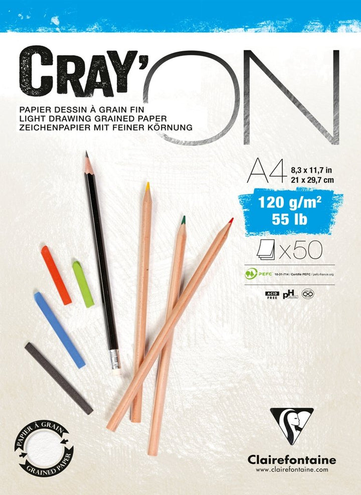 Clairefontaine Fine Art Cray'On White Sketch Pad 120g Glued Pad