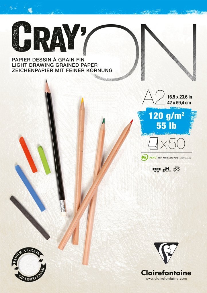 Clairefontaine Fine Art Cray'On White Sketch Pad 120g Glued Pad