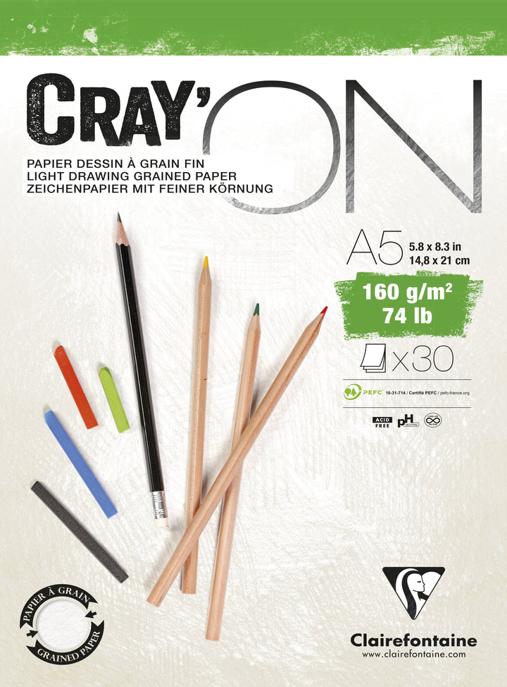 Clairefontaine Fine Art Cray'On White Sketch Pad 160g Glued Pad