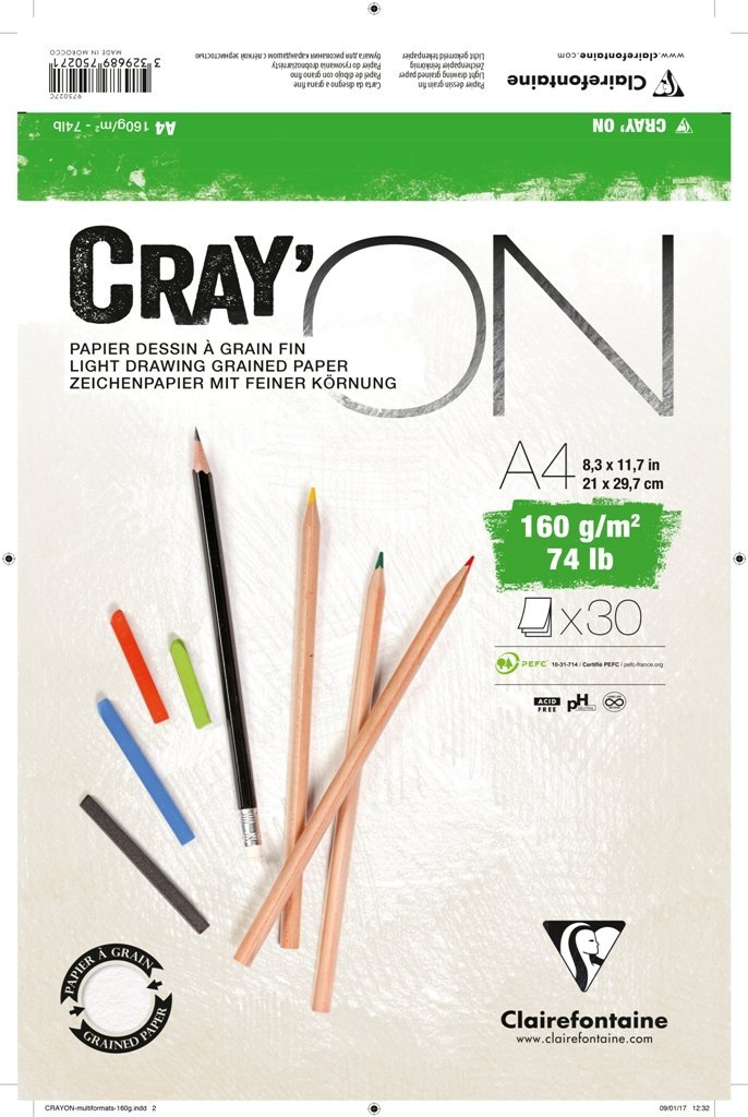 Clairefontaine Fine Art Cray'On White Sketch Pad 160g Glued Pad