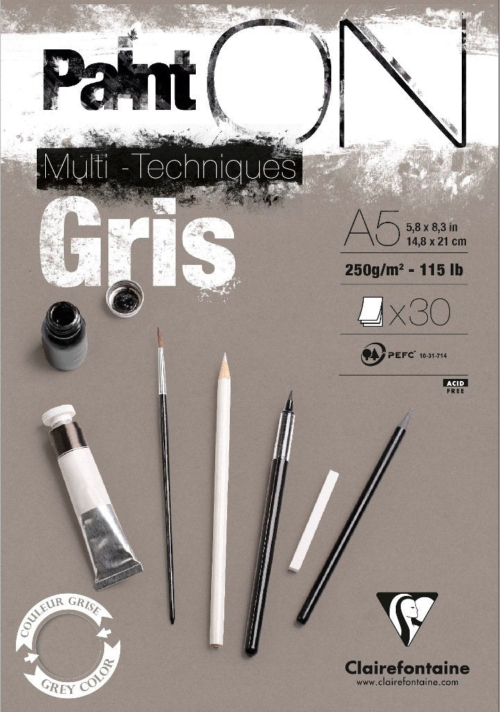 Clairefontaine Fine Art Paint'On Grey 250g Pad