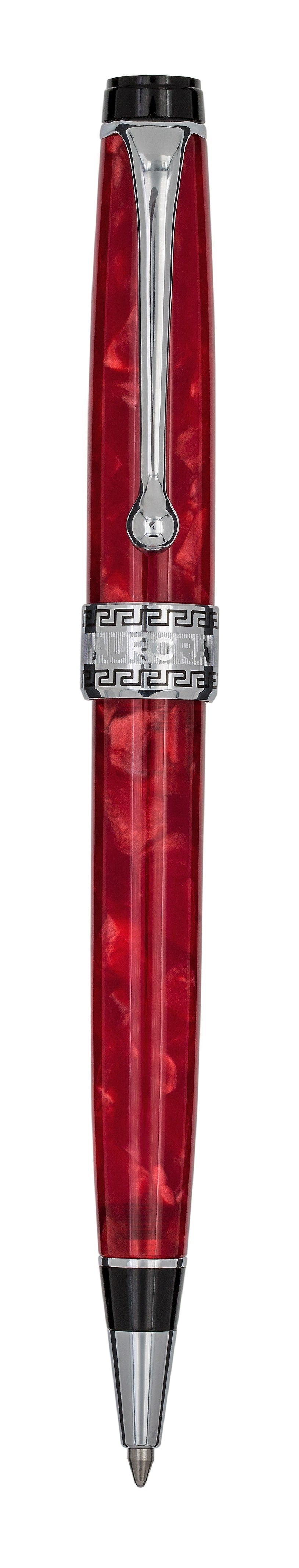 Aurora Optima Red with Chrome Trims Ballpoint Pen