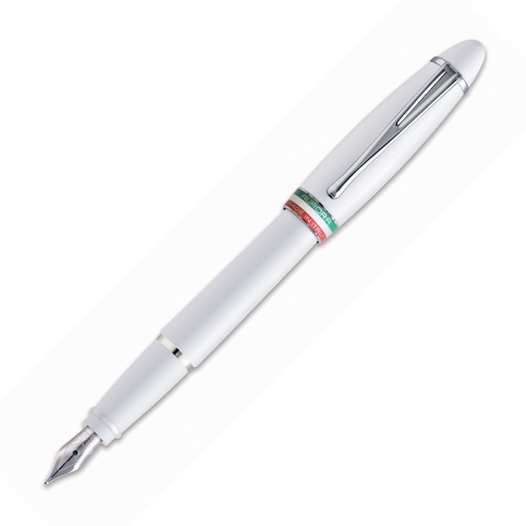 Aurora Ipsilon Italia White Resin with Chrome Trims Fountain Pen