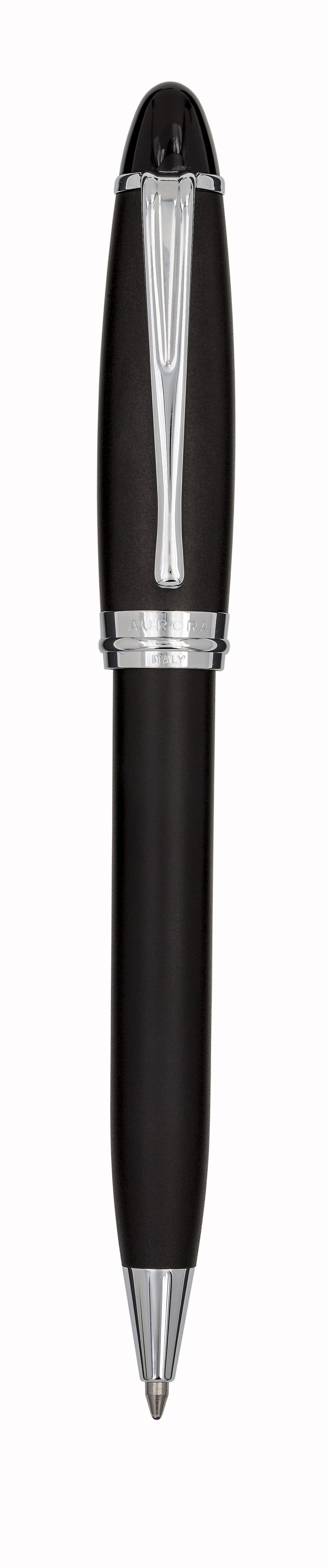 Aurora Ipsilon Satin Black with Chrome Trims Ballpoint Pen