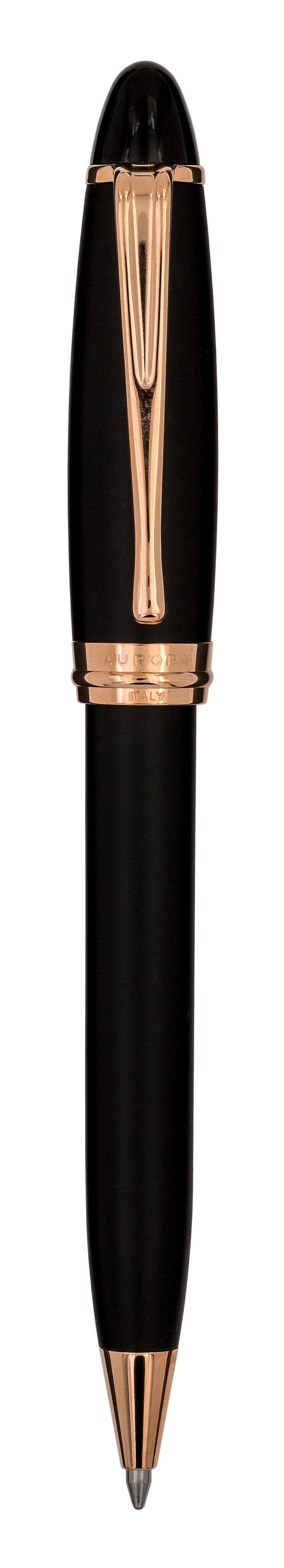 Aurora Ipsilon Satin Black with Rose Gold Trims Ballpoint Pen