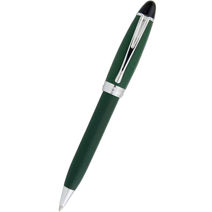 Aurora Ipsilon Satin Green with Chrome Trims Ballpoint Pen
