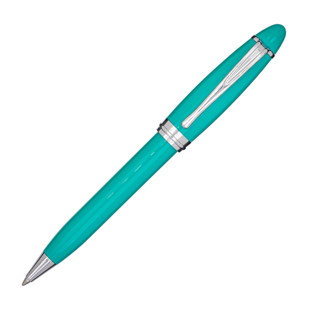Aurora Ipsilon Resin Turquoise Green with Chrome Trims Ballpoint Pen