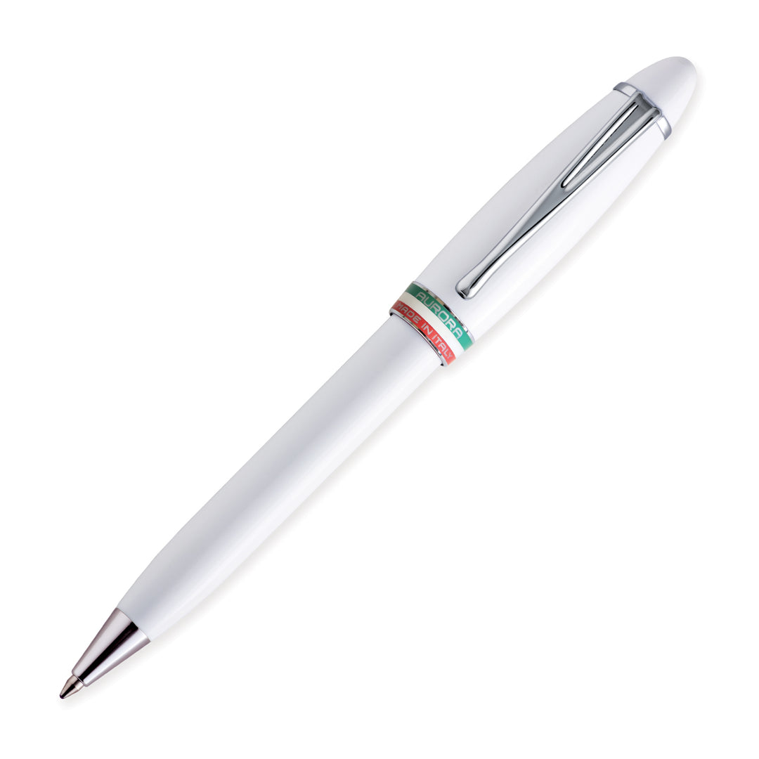 Aurora Ipsilon Italia White with Chrome Trims Ballpoint Pen