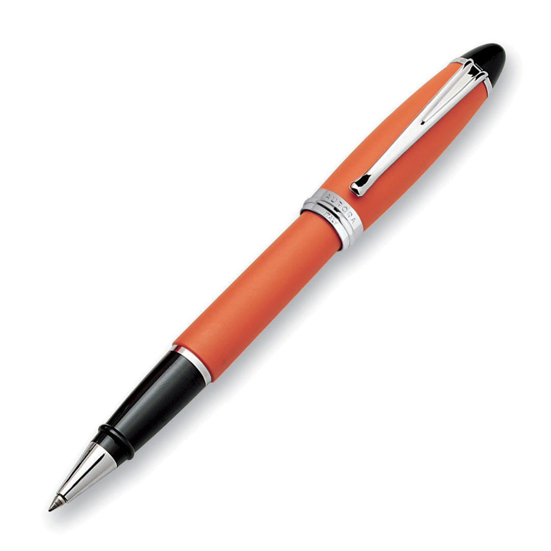 Aurora Ipsilon Satin Orange with Chrome Trims Rollerball Pen