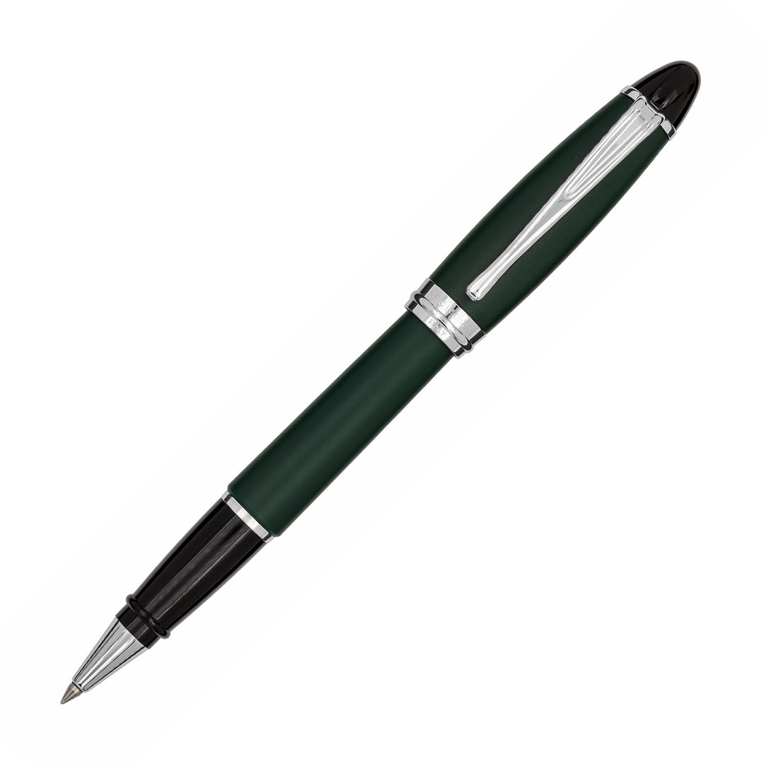 Aurora Ipsilon Satin Green with Chrome Trims Rollerball Pen