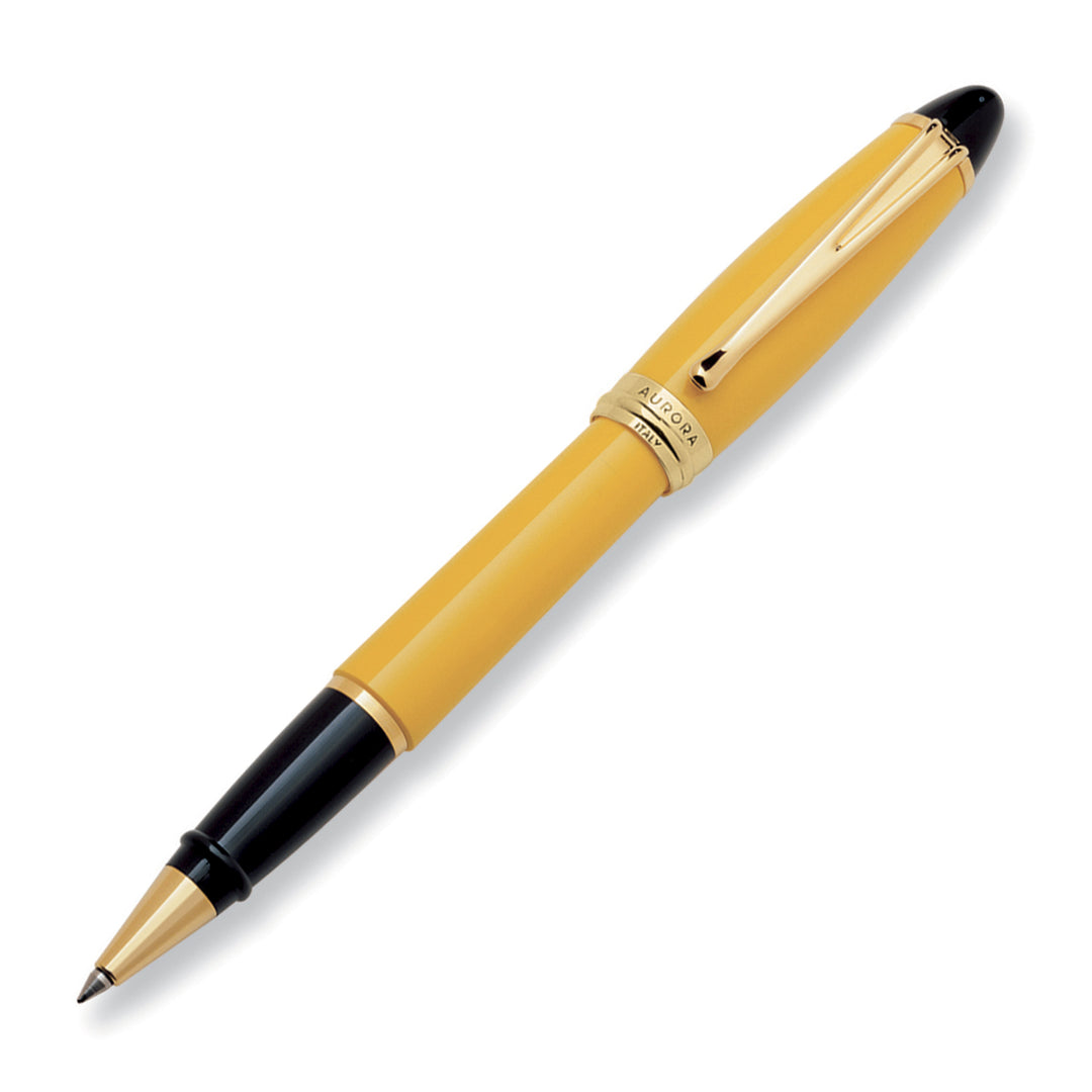 Aurora Ipsilon Resin Yellow with Gold Trims Rollerball Pen