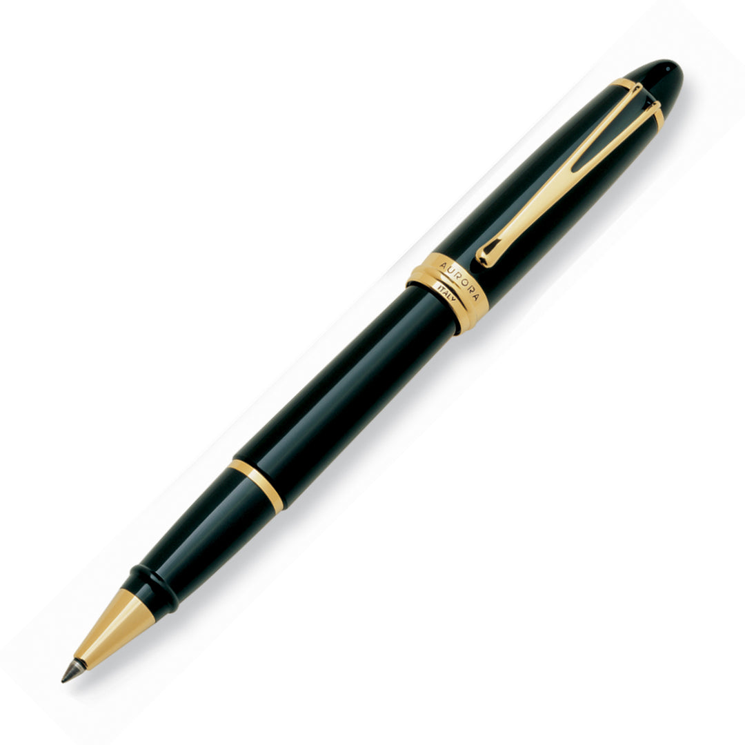 Aurora Ipsilon Deluxe Black with Gold Trims Rollerball Pen