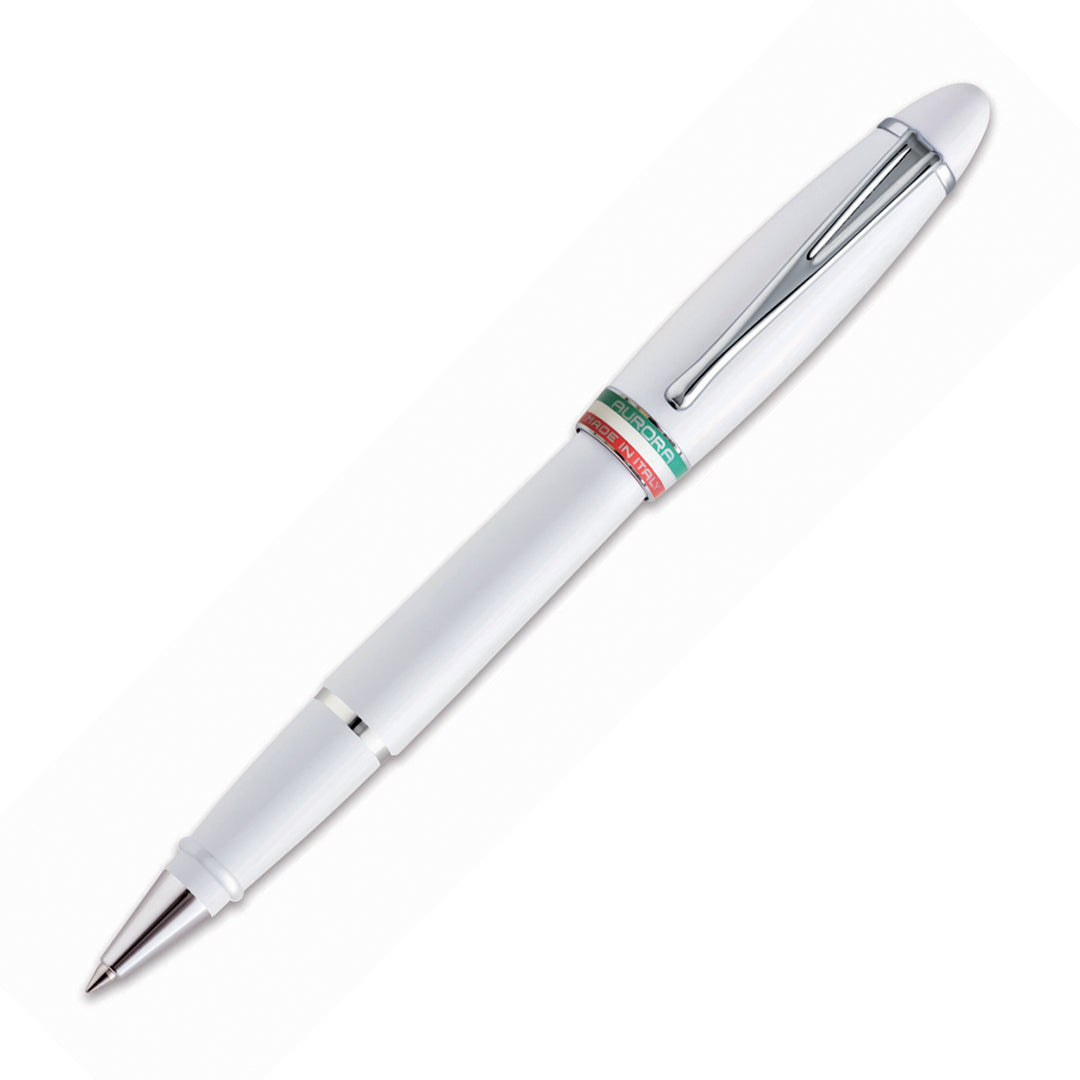 Aurora Ipsilon Italia White with Chrome Trims Rollerball Pen