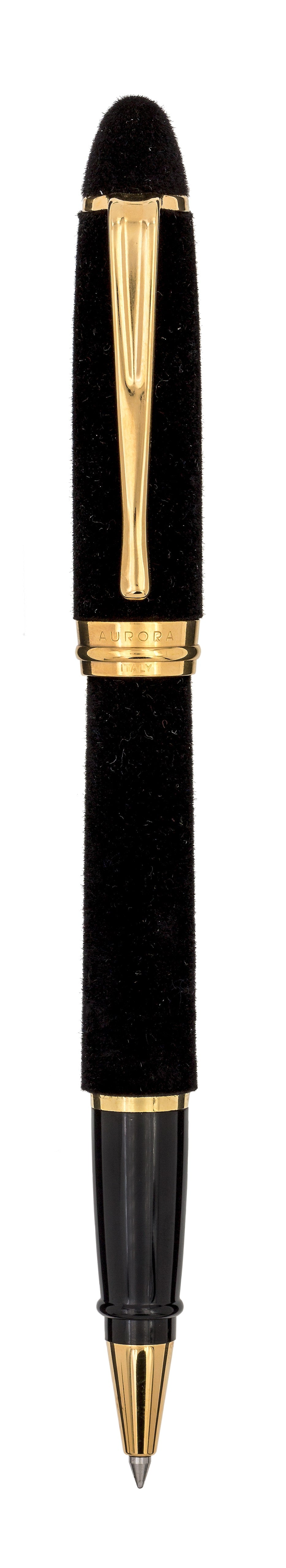 Aurora Ipsilon Velvet Black with Gold Trims Rollerball Pen
