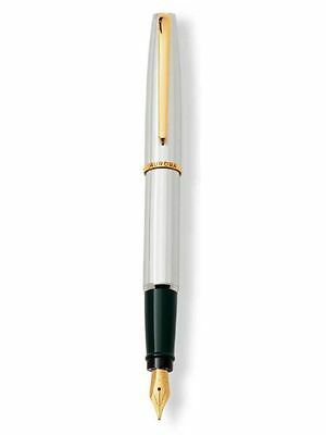 Aurora Style Chrome Plated with Gold Trims Fountain Pen
