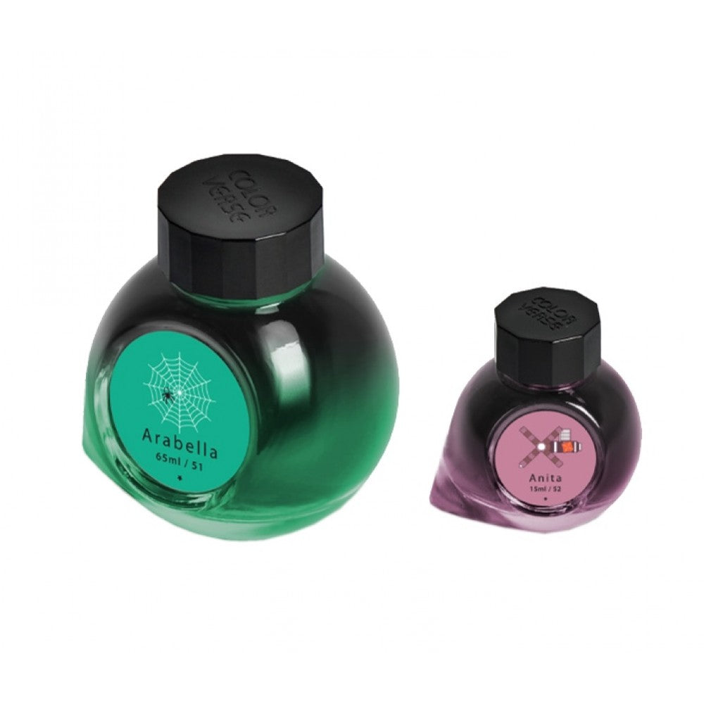 Colorverse Arabella - Green - Anita - Pink - Fountain Pen Ink 51 - 52 Trailblazer In Space Series, Season 4, 65ml - 15ml - 2 Bottle Set, Dye-Based, Nontoxic, Made In Korea